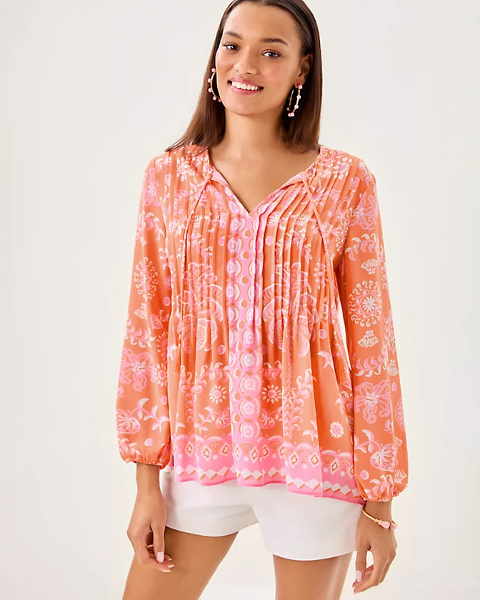 Marilina Tunic (Papaya Breezy Palm)