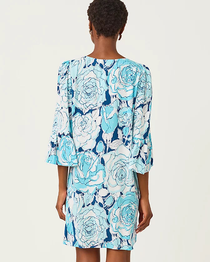 Danika 3/4 Sleeve Tunic Dress (Capri Blue Rosanna)