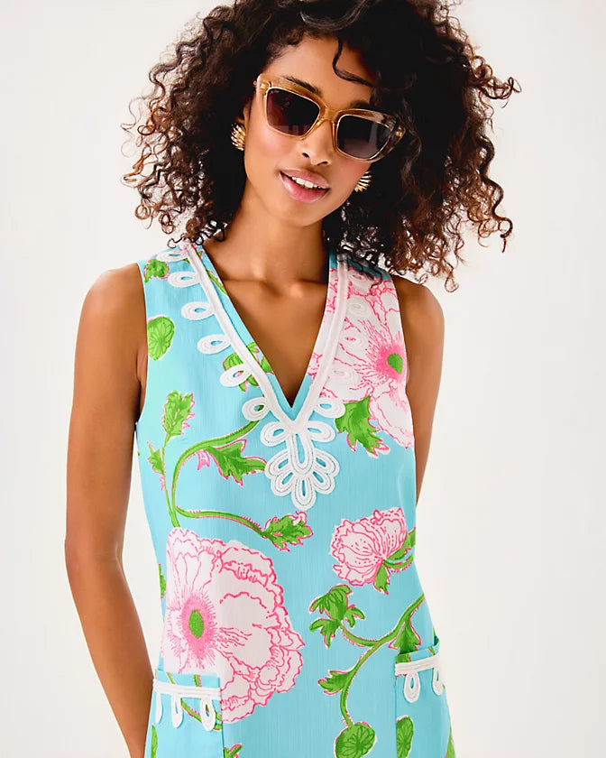 Sidonie Stretch Shift (Fresh Water Blue Bursting Blooms)