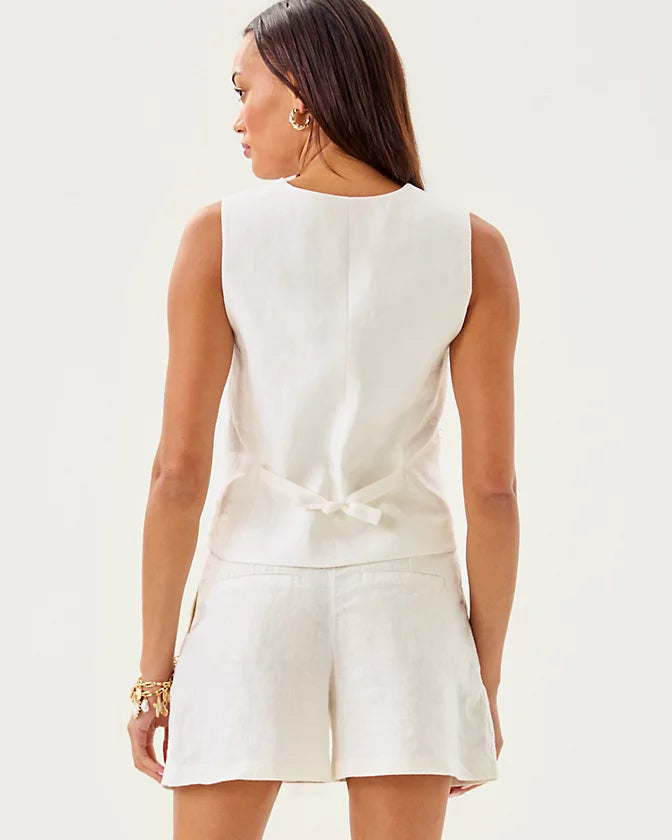 Bleecker Linen Vest (Resort White)