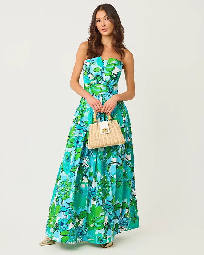 Ivella Maxi Dress (Capri Blue Rousseaus Roses)