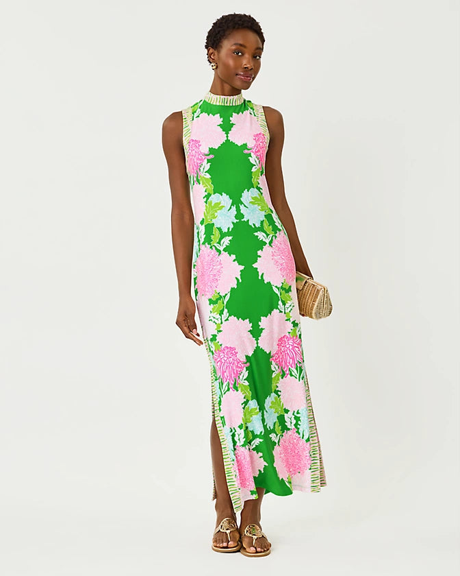 green flow dress Long Mermaid Prom Dress with Flowers main image 0