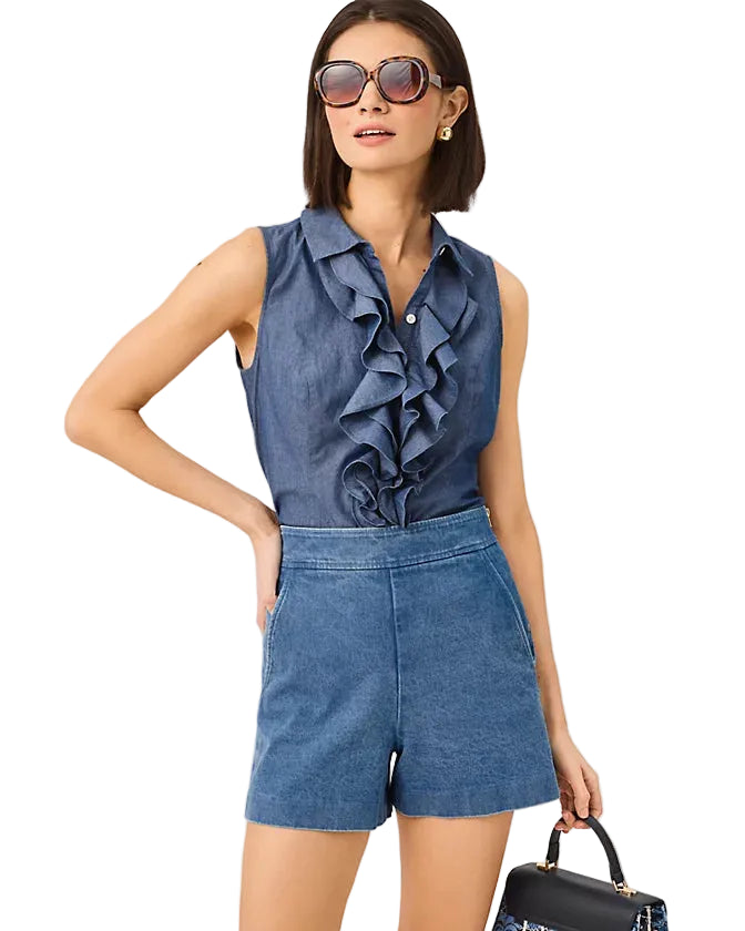 Fenly Sleeveless Top (Indigo Chambray)