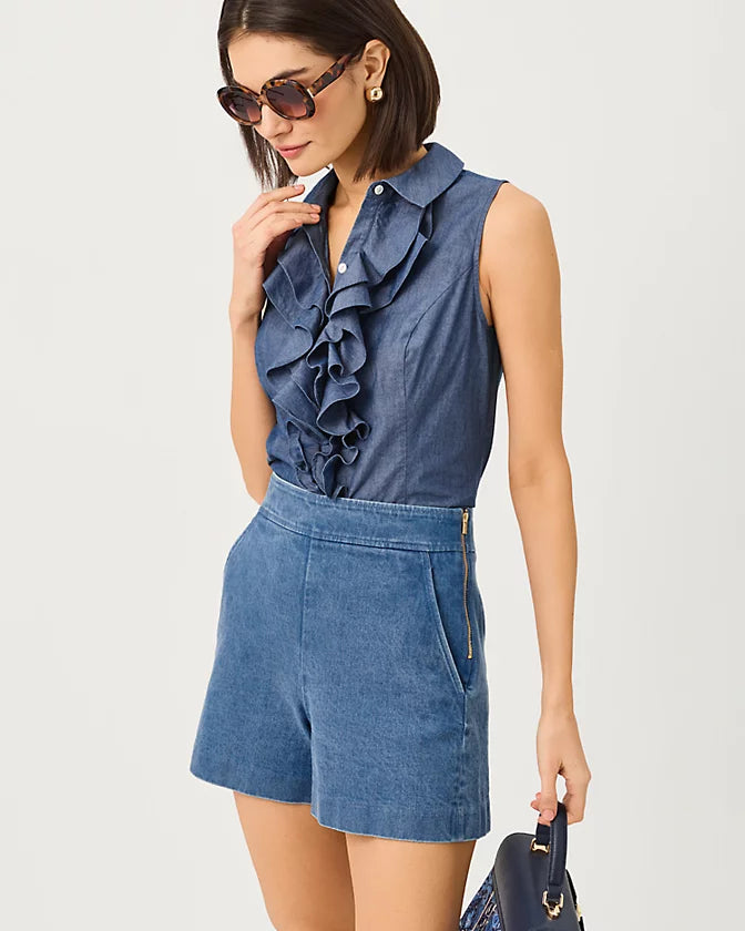 Fenly Sleeveless Top (Indigo Chambray)
