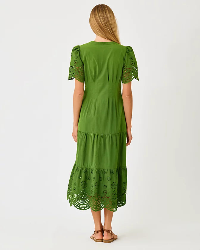 Wayland Midi Dress (Oregano Scalloped Eyelet Border Poplin)