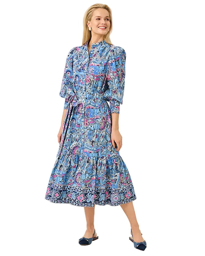 Drena Midi Dress (Multi Paisley Parade Shirtdress)