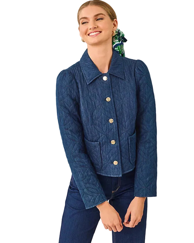 Peyser Quilted Denim Jacket (Butterfly Quilted Indigo Denim)