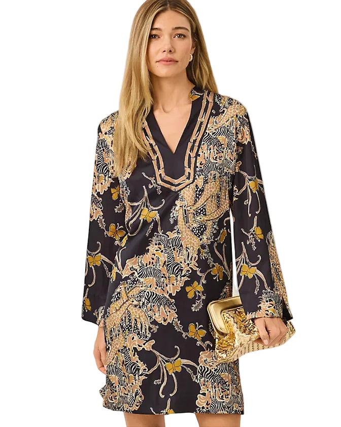 Irella Caftan Dress (Onyx Striped Safari)