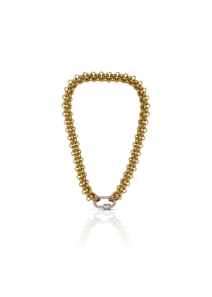 Pave Silver Carabiner Necklace