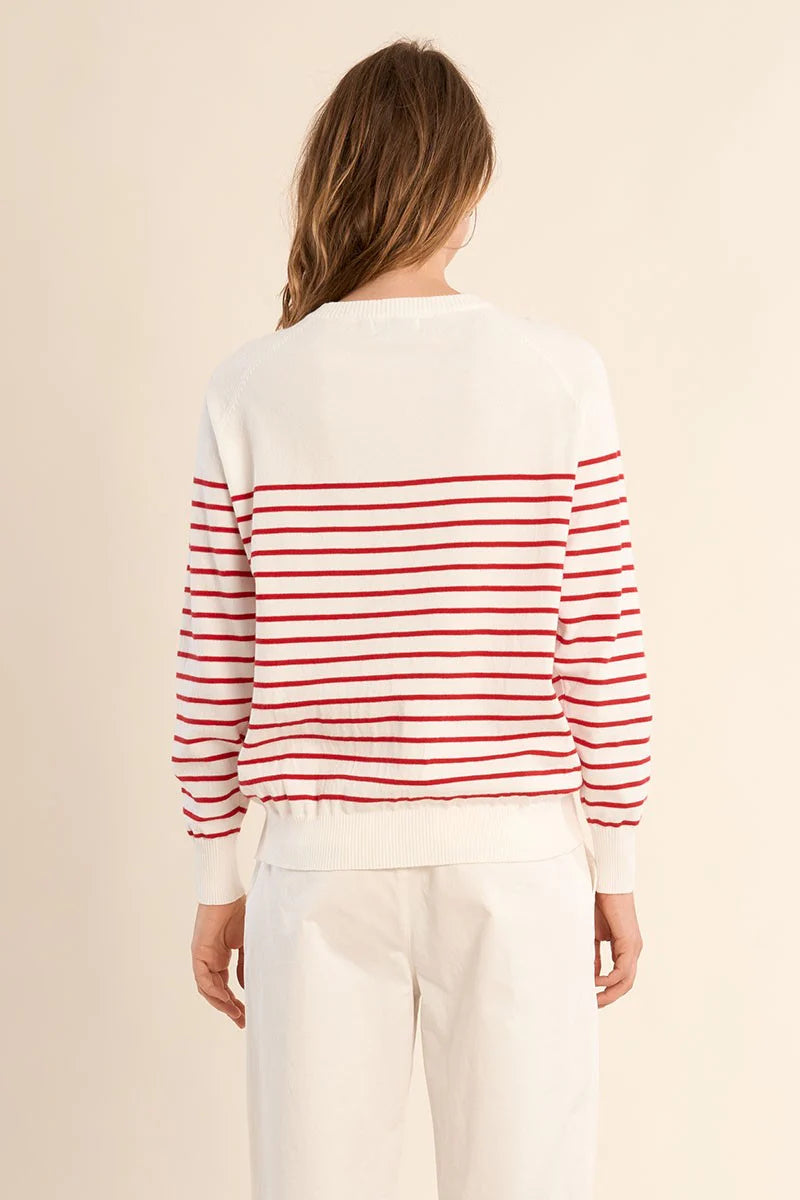 Knitted Sweater (Off White/Red)