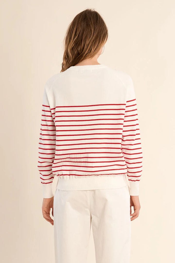 Knitted Sweater (Off White/Red)