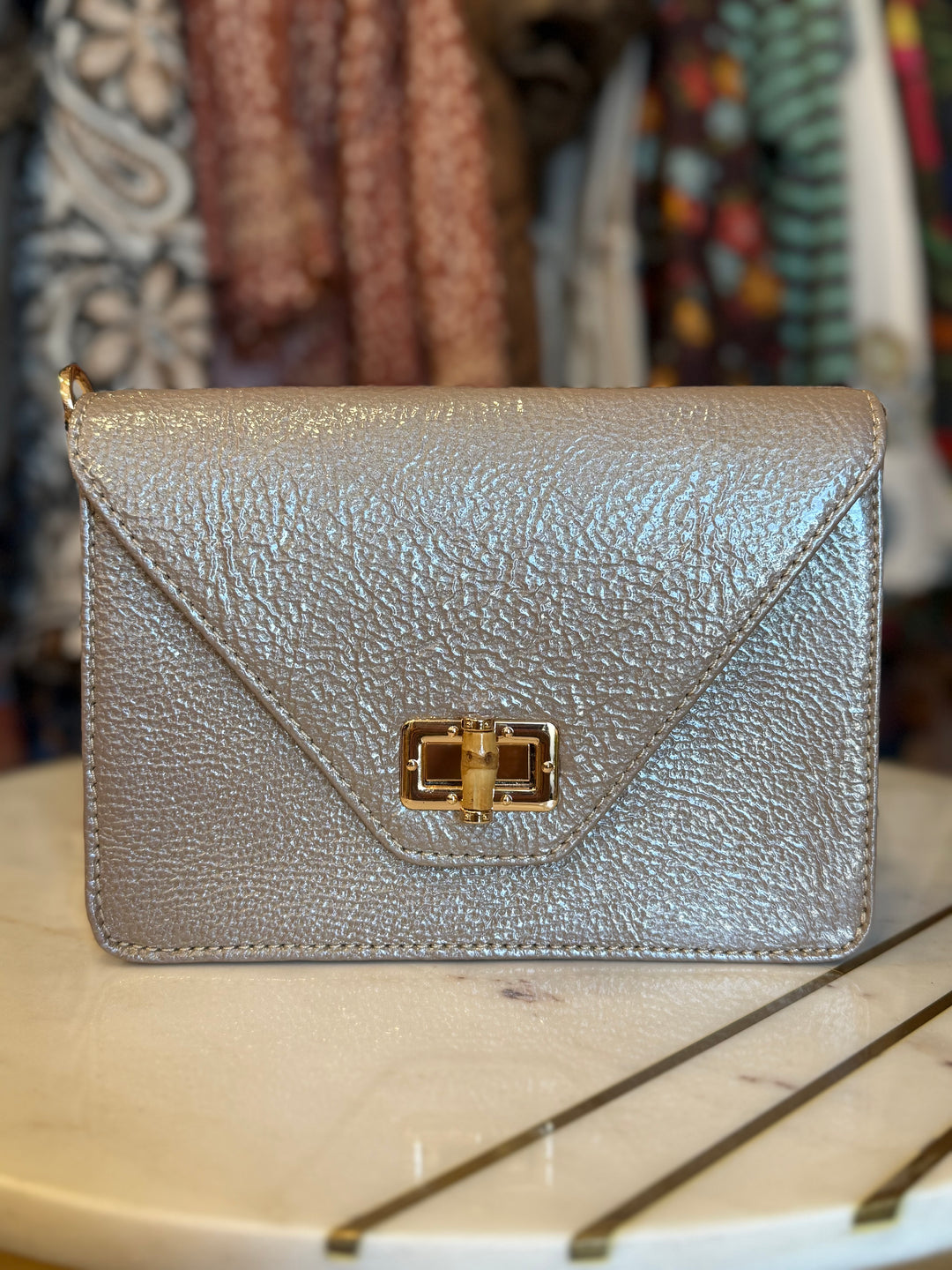 Stacey Handbag (Stone Patent Leather)