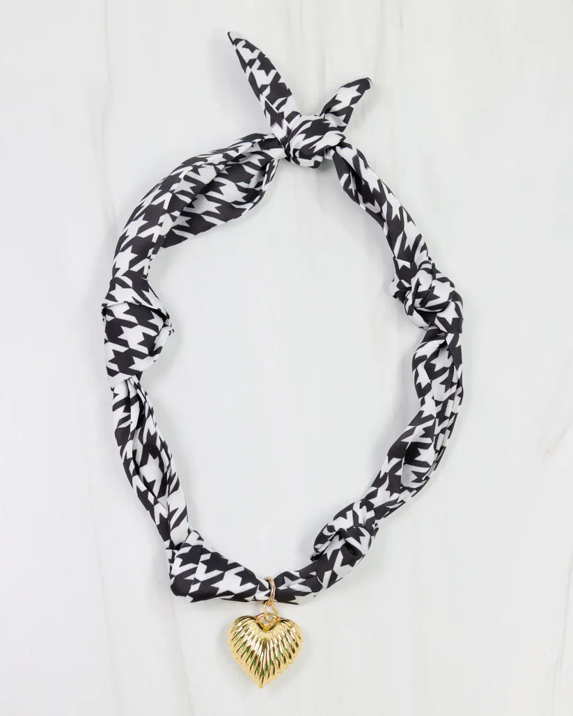 Serafina Scarf Charm Necklace (Black/White)