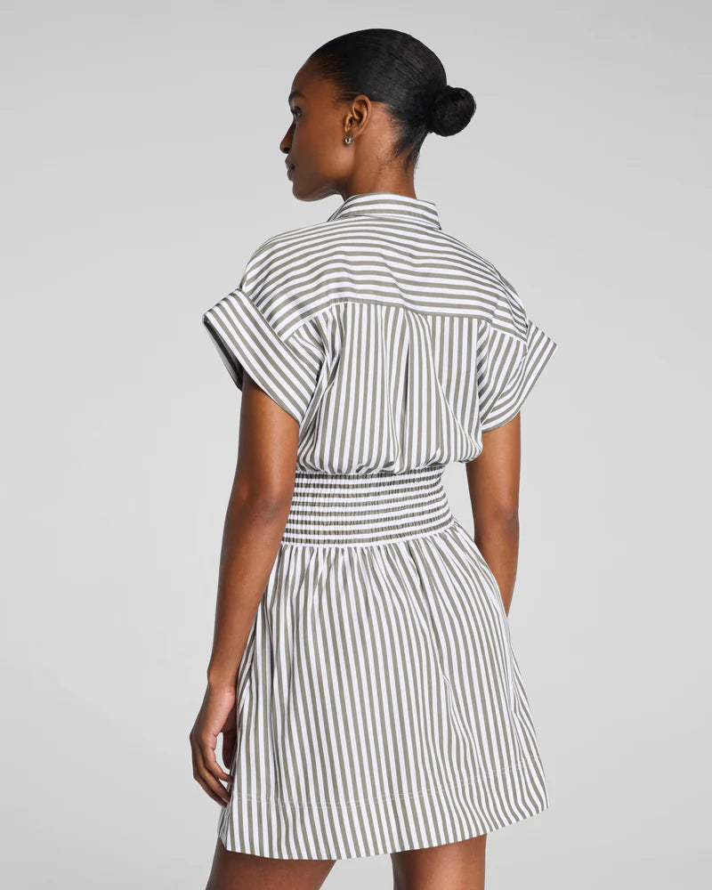 Poplin Smocked Mini Shirt Dress (Shade Str Fmclw)