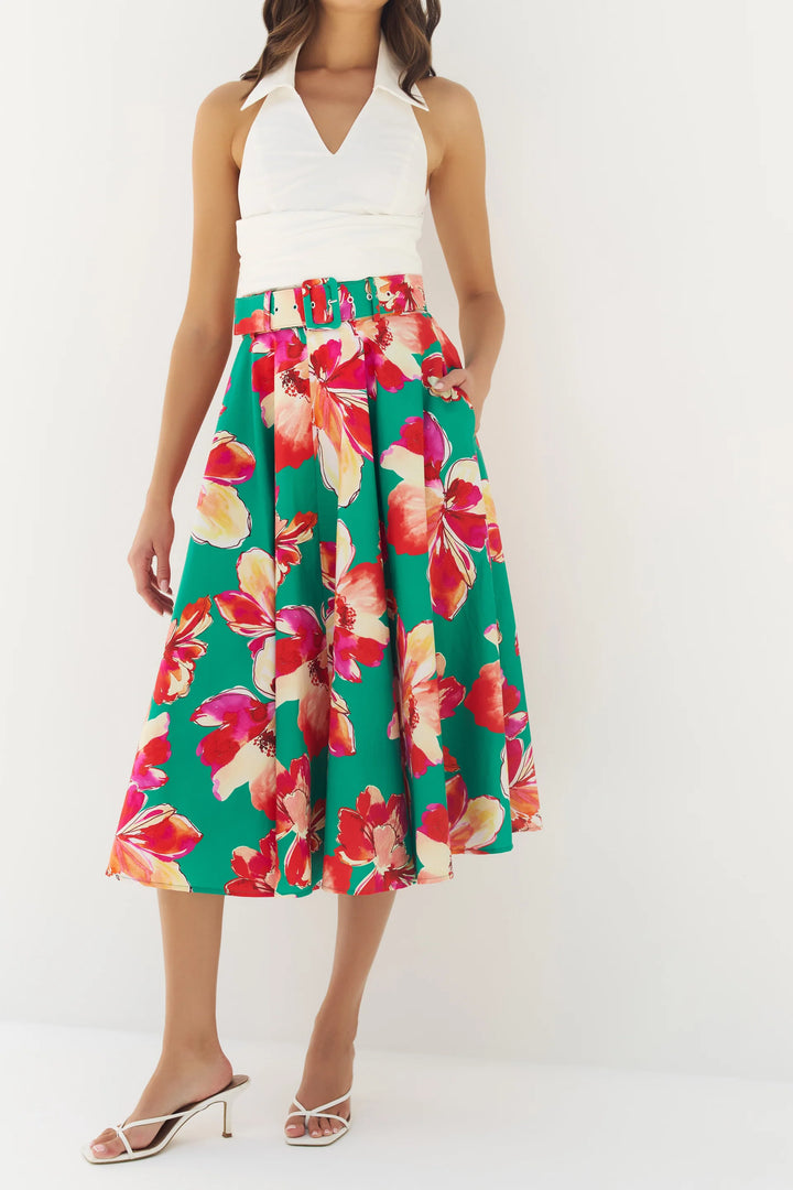 Rye Skirt (Green/Multi Watercolor)