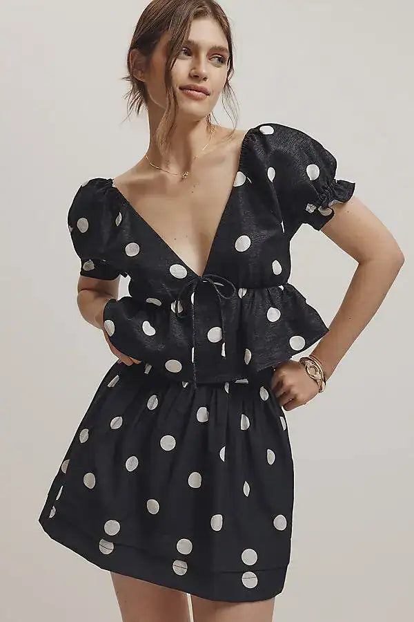 Libby Peplum Set (Navy White)