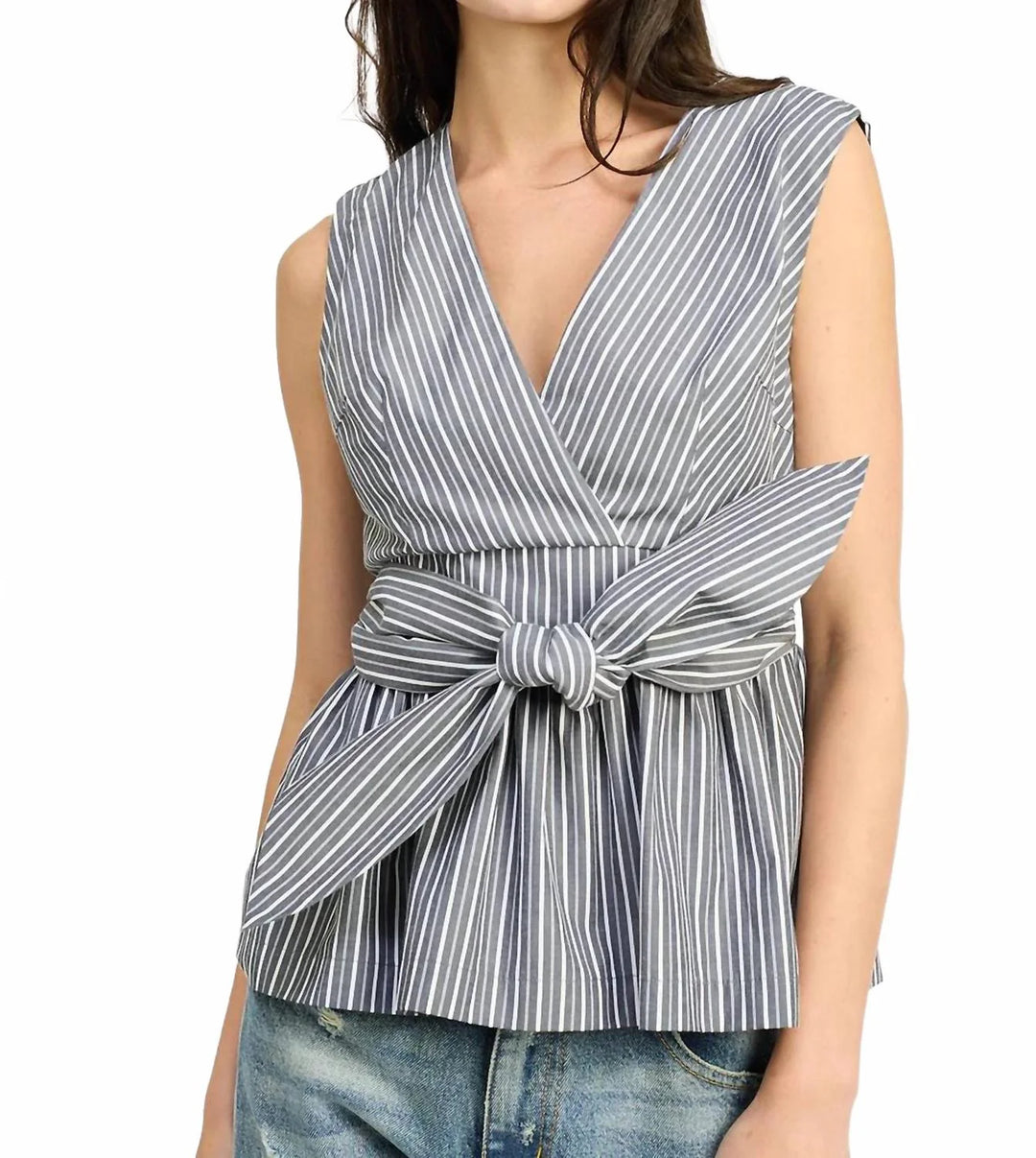 Ambrose Sleeveless Top (Navy/White)