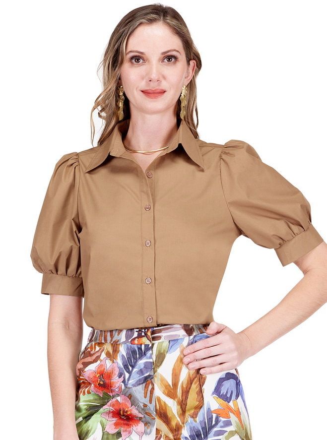 Button Down Blouse (Camel)
