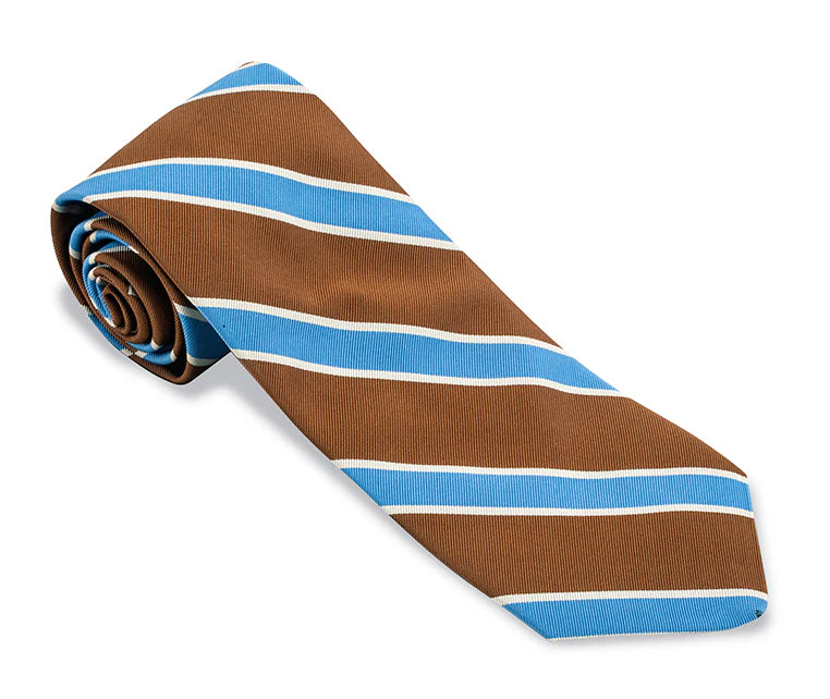 Mahog/Cobalt Crescent Stripe Tie