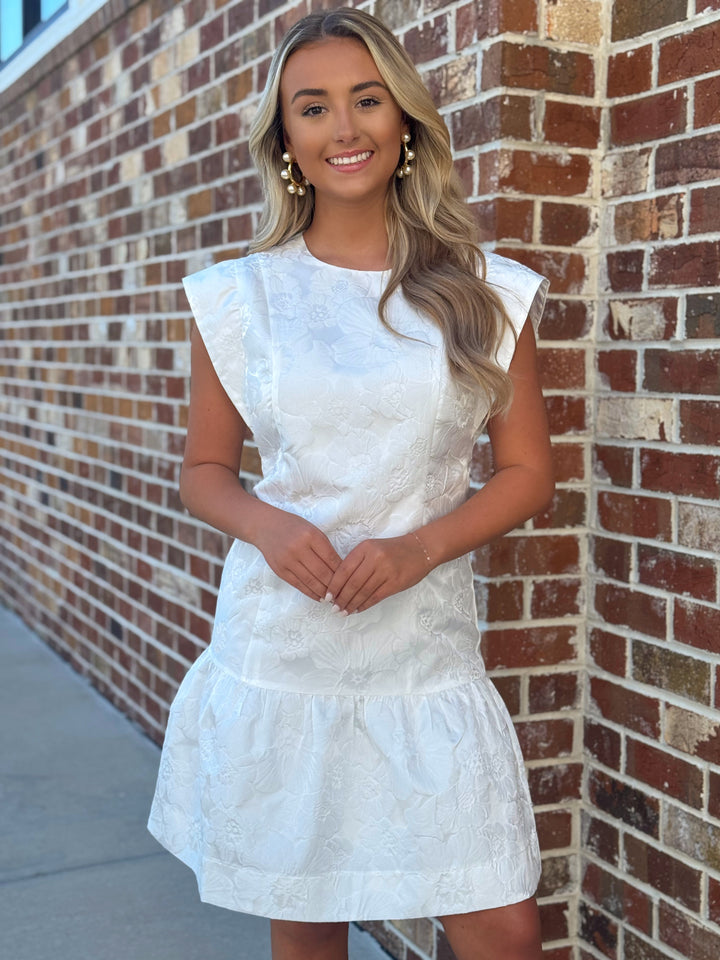 Flutter Hem Dress (White)