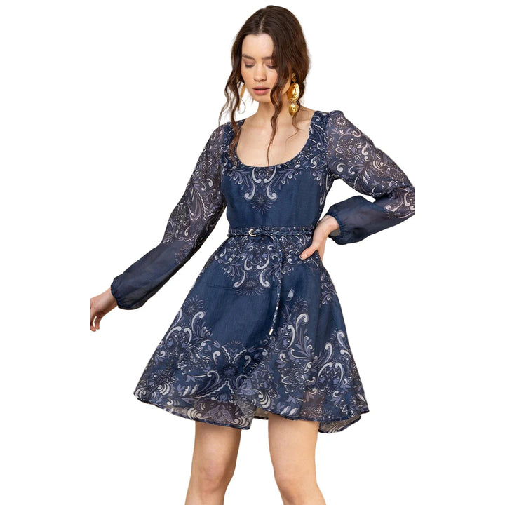Scoop Neck Dress (Navy)