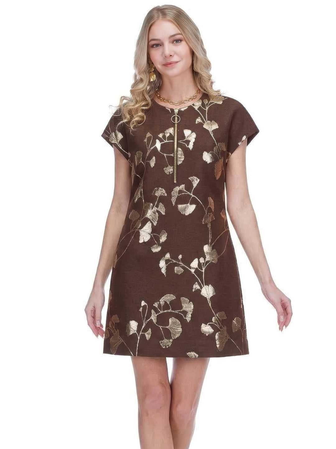 Zipper Shift Dress (Autumn Gold)
