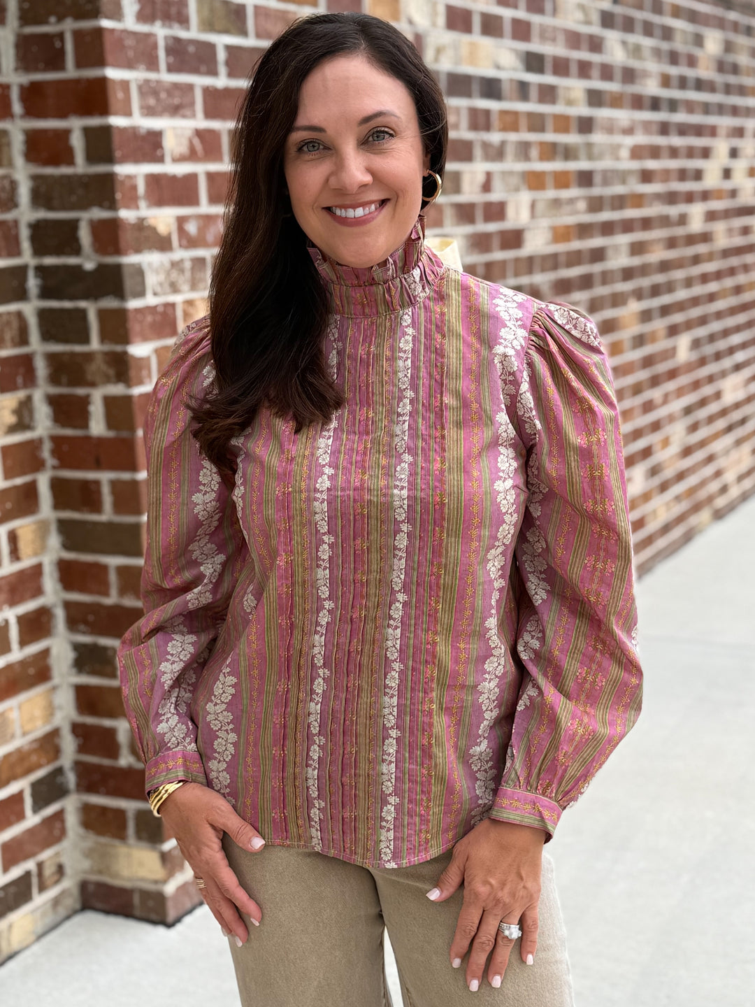 Pintucked Blouse (Mauve Floral)