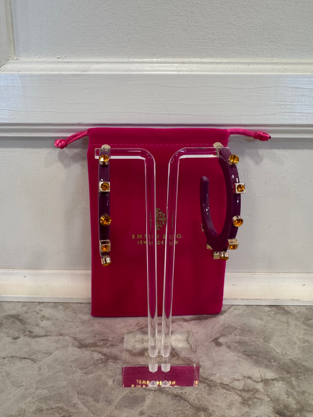 Large City Girl Hoop (Magenta w Amber Jewels)