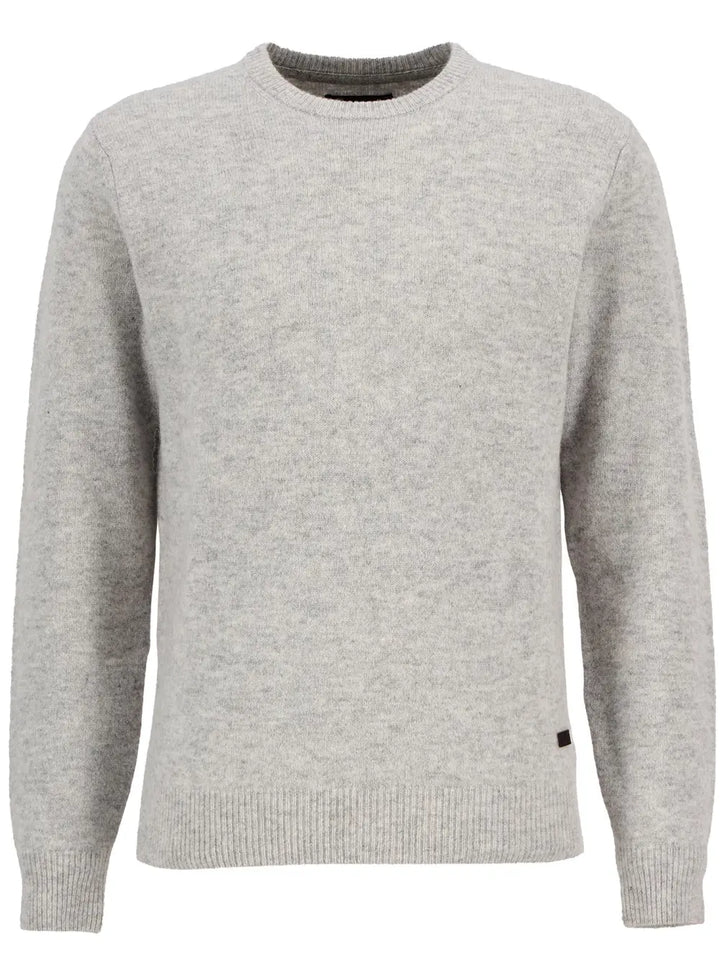 Essential Patch Crew Neck Sweater (Light Grey Marl)