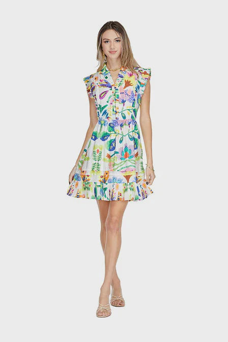 Mini Pleated Dress (Island Art)