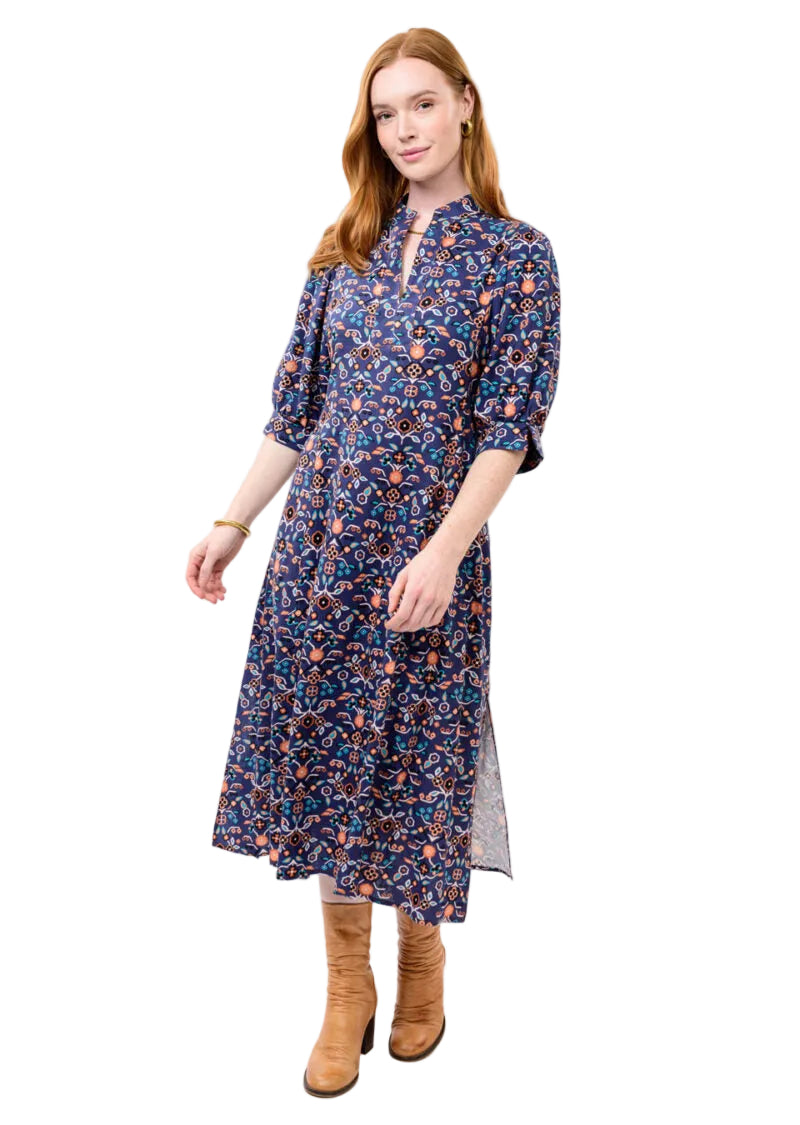 Midi Popover Dress (Navy)