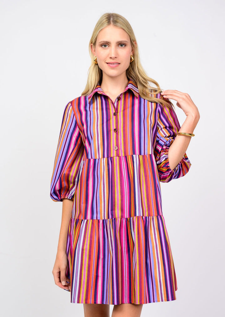 Tiered Stripe Dress (Multi)