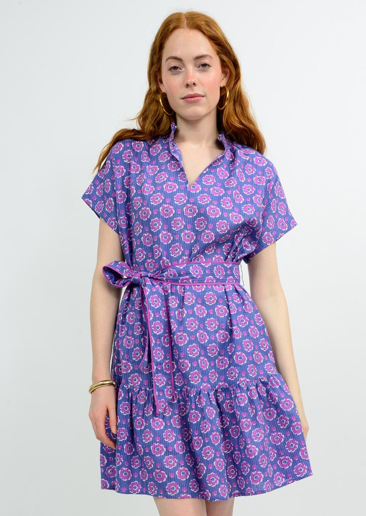 Stitched Floral Dress (Periwinkle)