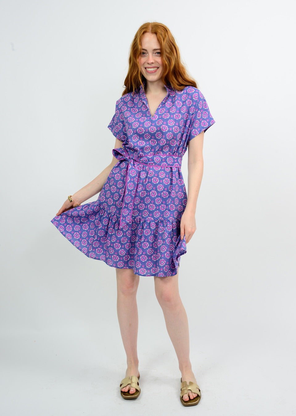Stitched Floral Dress (Periwinkle)