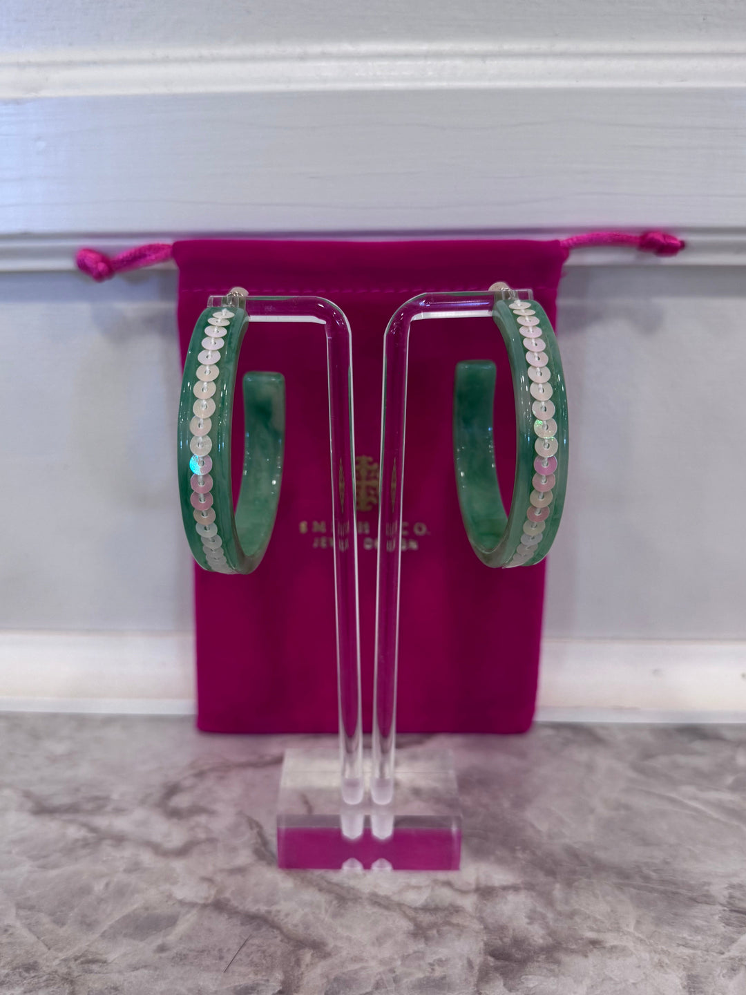 Large Sequin Hoops (Green)