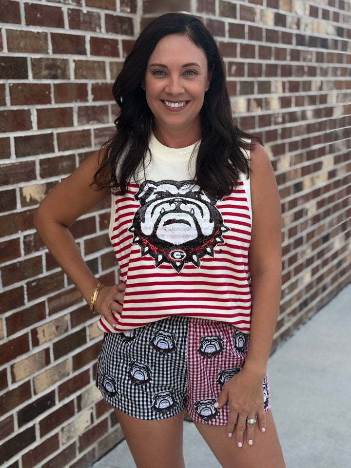 UGA Colorblock Gingham Mascot Short