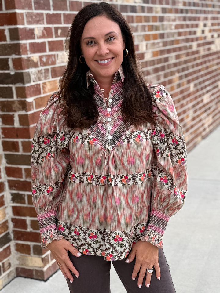 Smocked Shirt (Distorted Floral)