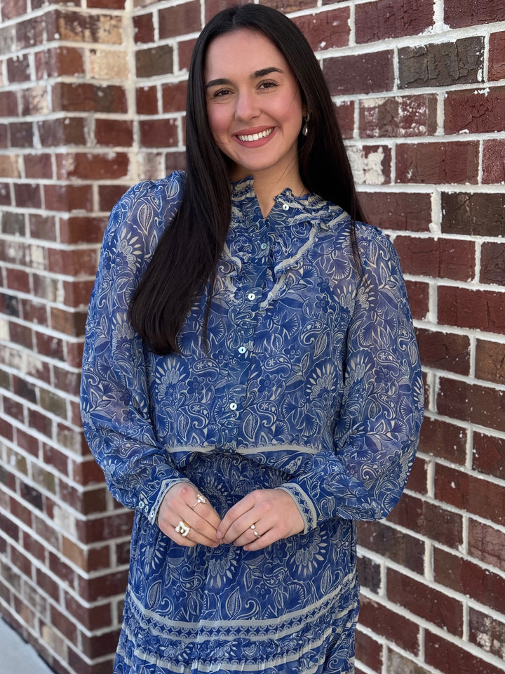 Arabesque Print Top + Skirt Set