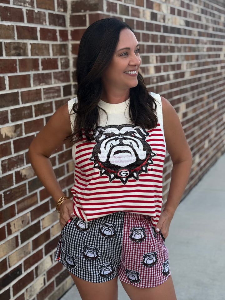 UGA Colorblock Gingham Mascot Short