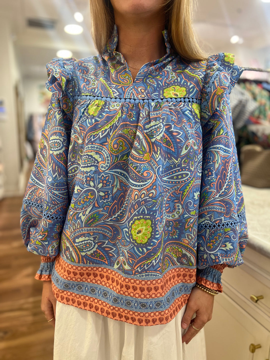 Lace Trim Top (Retro Paisley)