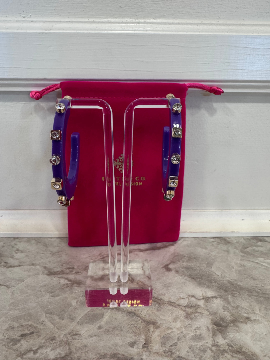 Large City Girl Hoop (Purple w CZ Jewels)