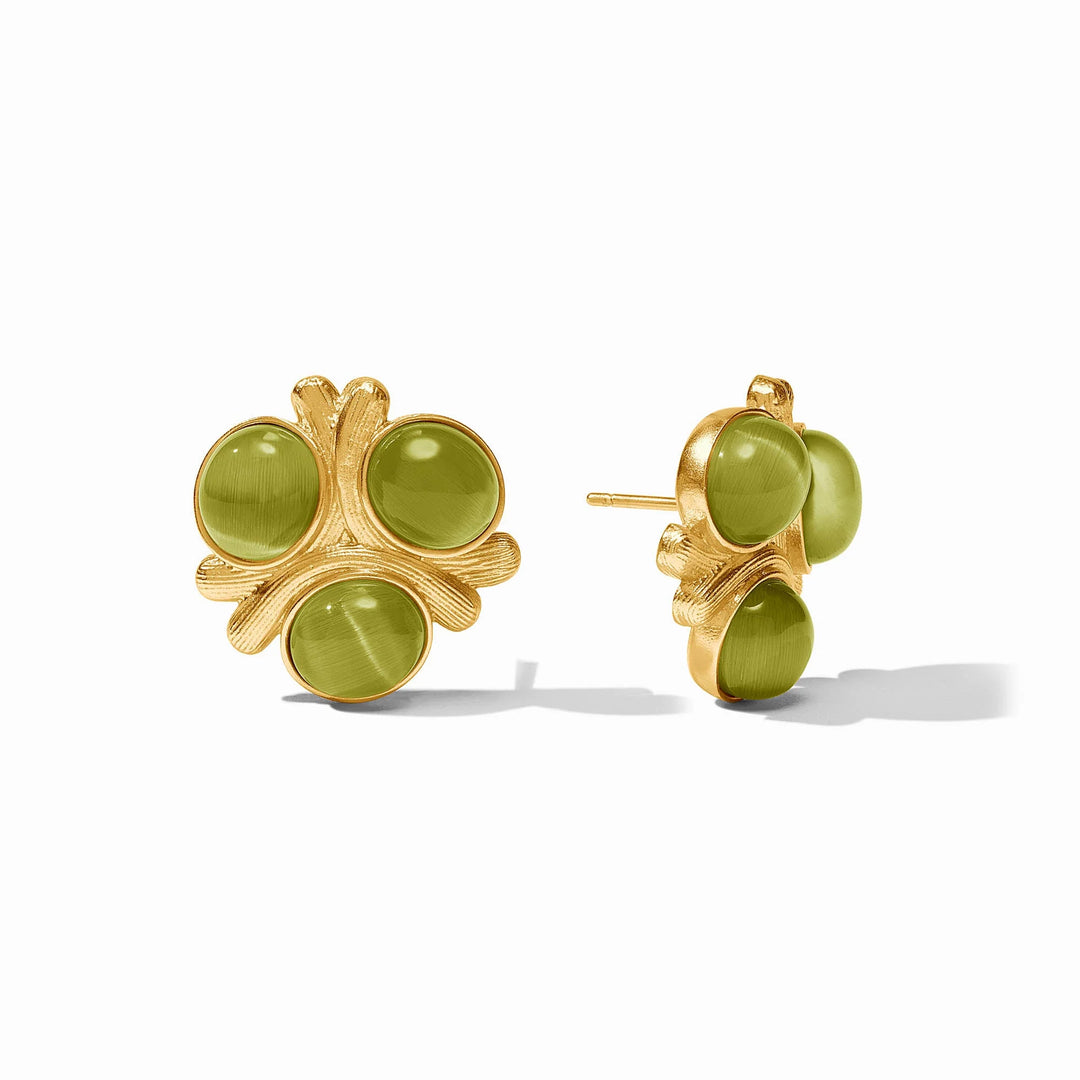 Cobblestone Statement Stud (Green Cat&