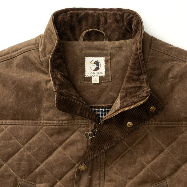 Waxed Duck Canvas Quilted Vest  (Dark Olive)