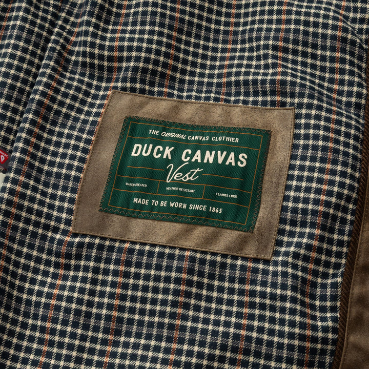Waxed Duck Canvas Quilted Vest  (Dark Olive)