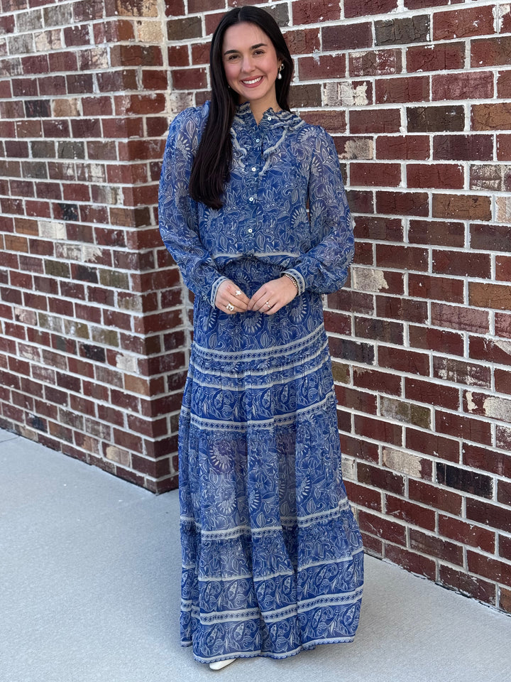 Arabesque Print Top + Skirt Set
