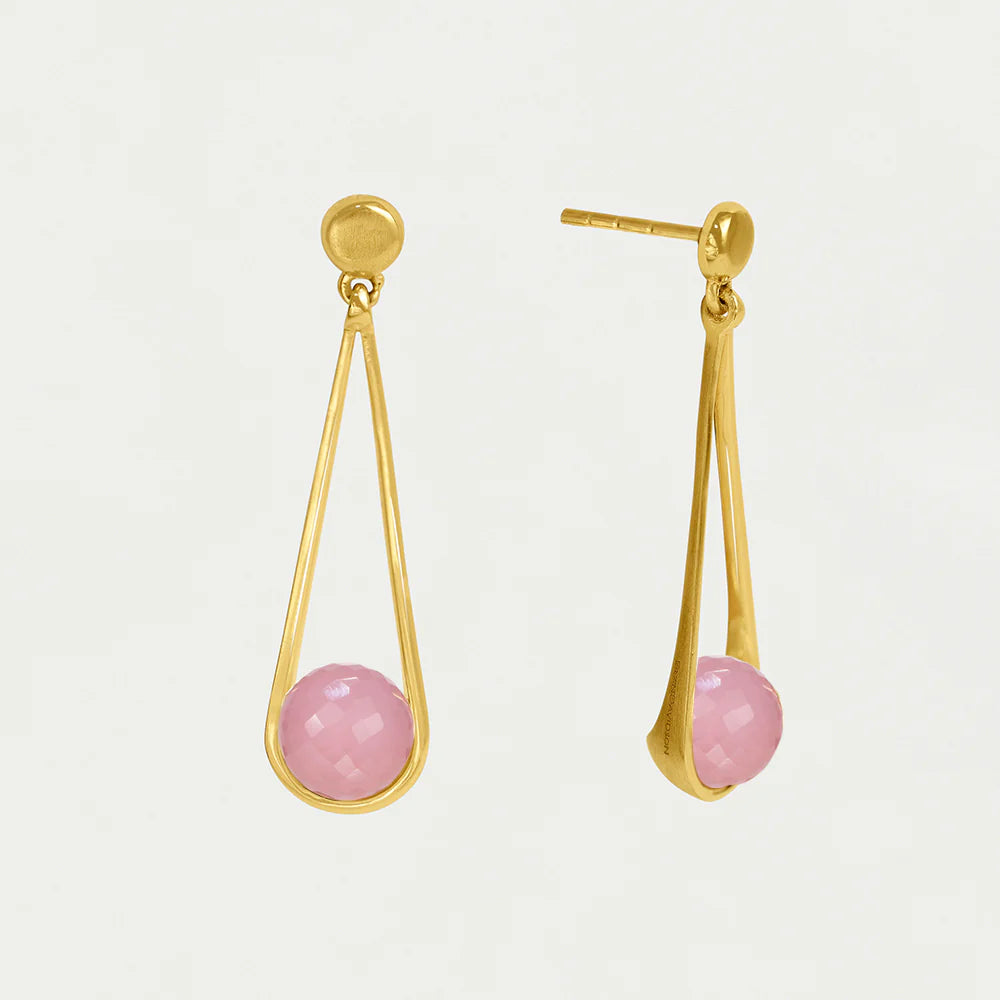 Mini Ipanema Earrings (Gold/Pink Chalcedony)