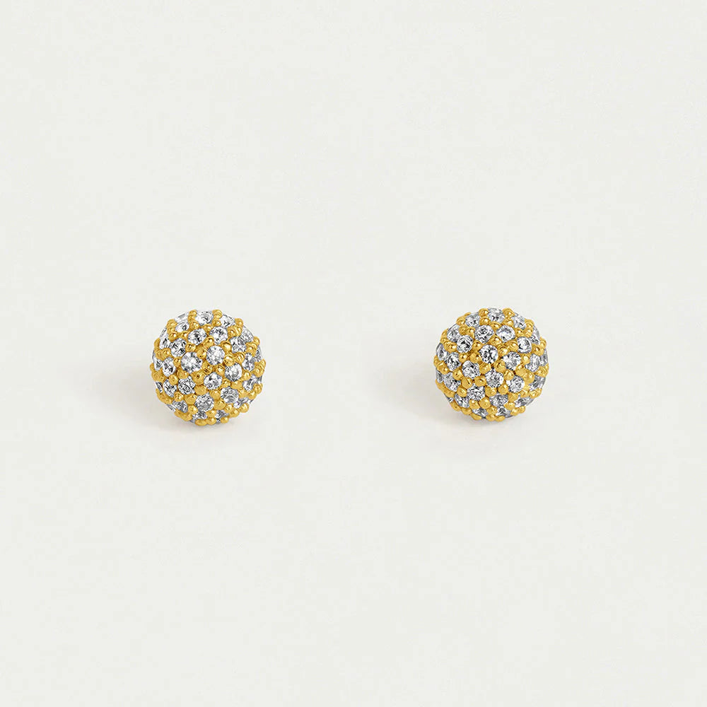 Petite Pave Ball Stud (Gold/White/Topaz)