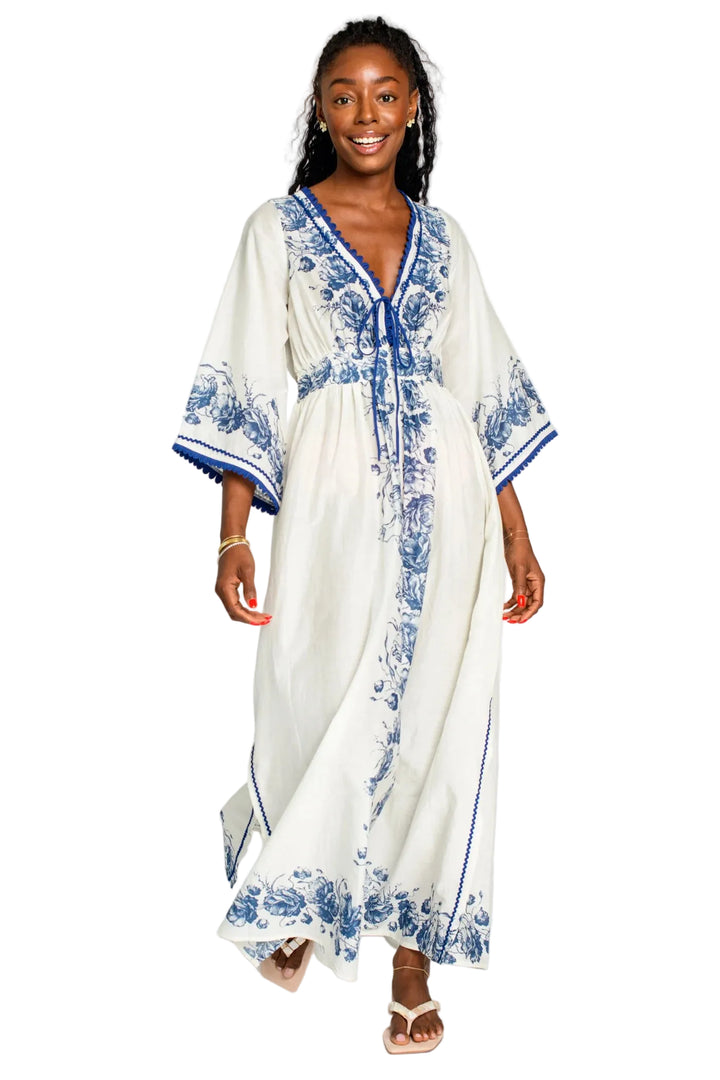 Astrid Caftan (Navy Tea Rose)