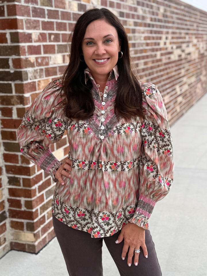 Smocked Shirt (Distorted Floral)