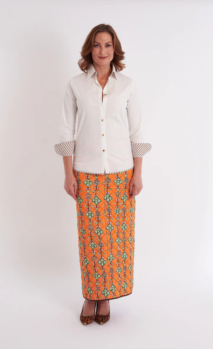 Bryson Button Down (White/Taupe Stripe)